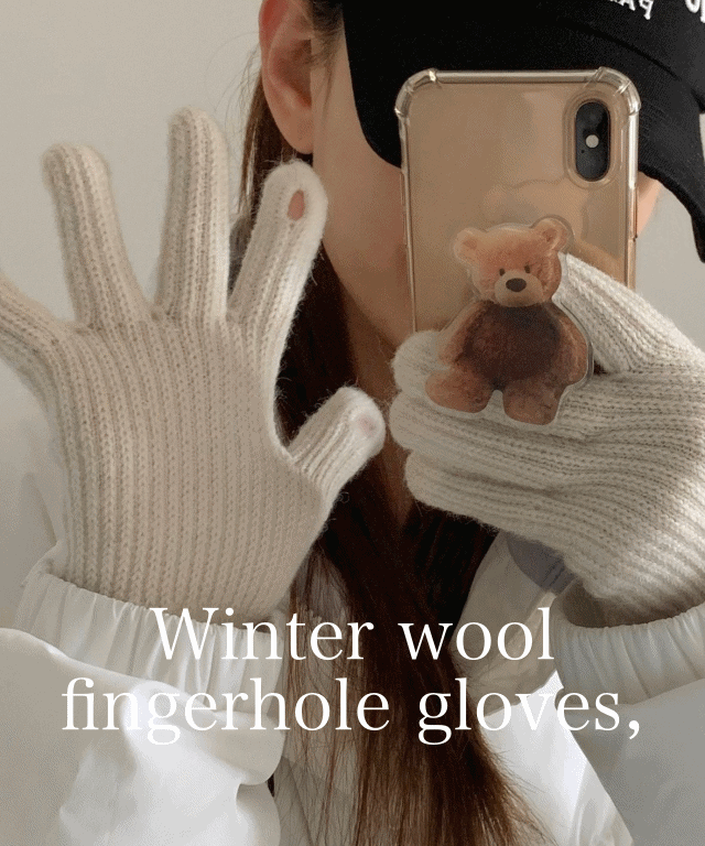 [겨울신상] 겨울 여자 핑거홀 장갑 스마트폰 터치 니트 손가락장감 5color 크림