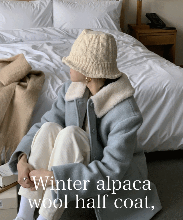 겨울 여자 투웨이 양털카라 알파카코트 3온스 누빔 하프코트 3color 소라