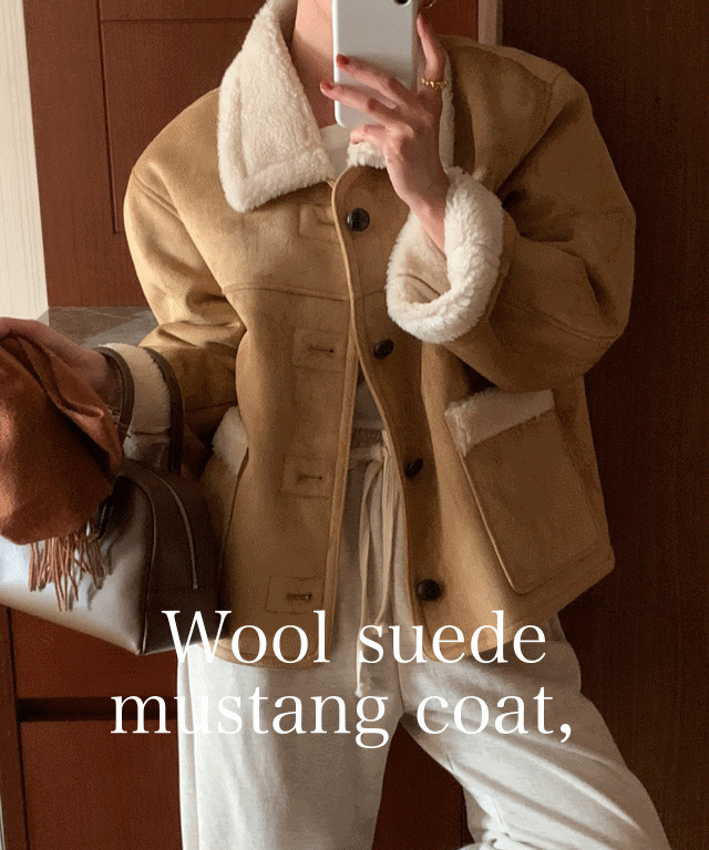 [겨울신상] 겨울 여자 이너프 무스탕 루즈핏 스웨이드 양털무스탕 2color 베이지